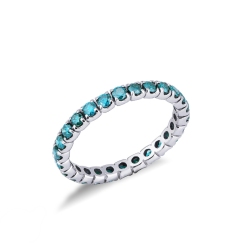 Anillo eternity con griffe en Oro Blanco 18k y diamantes blue