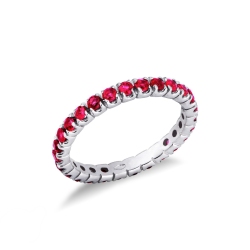 18K white gold eternity ring with rubies