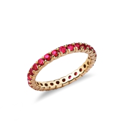 Anillo eternity con griffe en Oro Amarillo 18k y rubíes