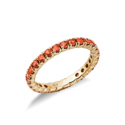 Eternity ring with orange sapphires in yellow gold 18k
