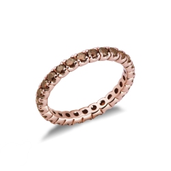 Anillo eternity de diamantes cognac en Oro Rosa 18 quilates
