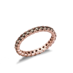 Anillo eternity con griffe en Oro Rosa 18k y diamantes marrones