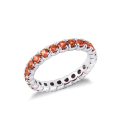 Anello Eternity Oro Bianco 18k con Zaffiri Orange