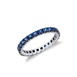 18k white gold full eternity ring with blue sapphires 