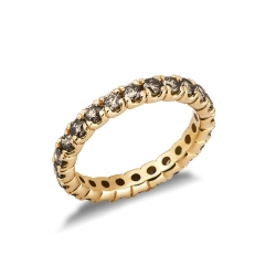 Anillo Eternity 18k oro amarillo diamantes brown