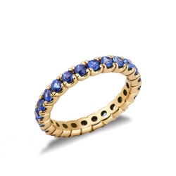 Gelbgold 18K Eternity Ring mit blauen Saphiren