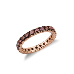 Anillo de Eternidad con diamantes cognac en oro rosa 18k