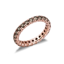 Rosé gold 18k eternity ring with brown diamonds 