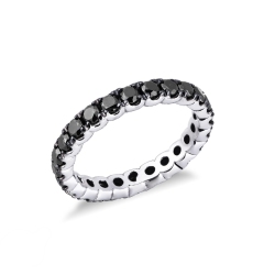 Anillo Eternity en oro blanco de 18k con diamantes negros