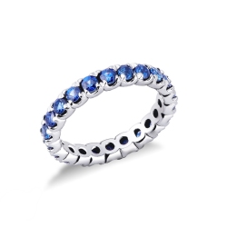 White gold 18k eternity ring with blue sapphires
