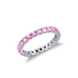 Pink sapphires eternity ring in white gold 18k