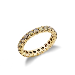 Yellow gold eternity ring with yellow diamonds 