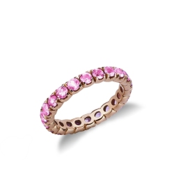 Anillo Eternity en oro rosa 18k con zafiros rosas