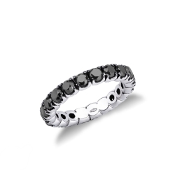 Anillo Eternity en oro blanco 18 quilates con diamantes negros