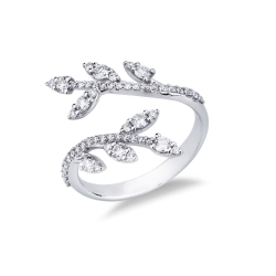 Contrarié ring in white gold 18k with twigs in diamonds