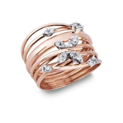 Weißgold Roségold Bandring mit Diamant Schmetterling