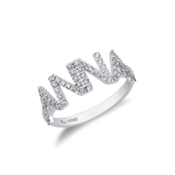 Anillo con nombre ANNA en oro blanco y diamantes