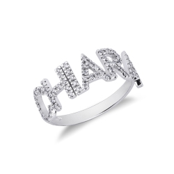 18k white gold name ring CHIARA with diamonds 