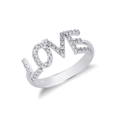 Weißgold Ring Schriftzug LOVE Diamanten