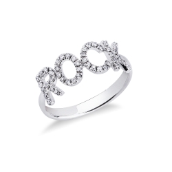 Anillo con letras ROCK en oro blanco y diamantes