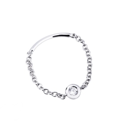 Anillo Oro Blanco 18k Malla Suave con Diamante ct 0,05