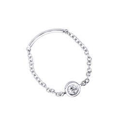 Anillo en oro blanco de 18 quilates con diamante talla brillante de 0,07 ct