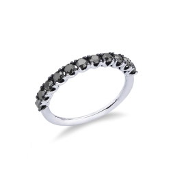 18k White gold half eternity ring with black diamonds 