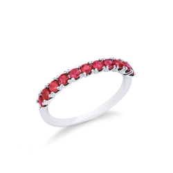 18k white gold half eternity ring with 11 rubies