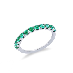 White gold 18k half eternity ring with emeralds 