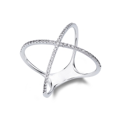 Criss cross white gold 18k with diamonds 