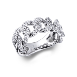 18k white gold groumette ring with diamonds 