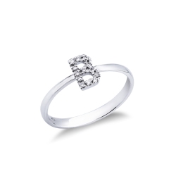 18k white gold letter ring B with diamonds 