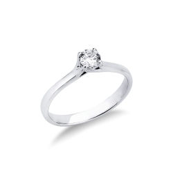 Bague solitaire 4 griffes en or blanc 18k avec diamant 0,30 ct