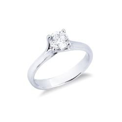 Solitaire ring in white gold 18k with central diamond