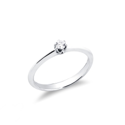 Solitaire Ring 18k White Gold with a 0,10 ct Diamond 