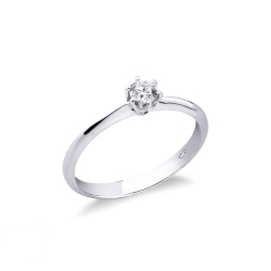 Solitaire bague en or blanc 18k avec diamant 0.20 ct
