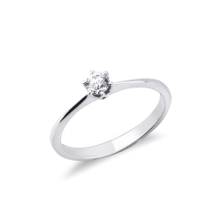6 claw solitaire diamond ring 0.25 ct white gold 18k 
