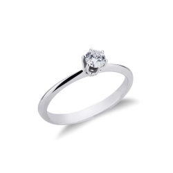 6 claw white gold 18k solitaire diamond ring 0,30ct 