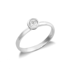 Solitario a castone in oro bianco 18k con Diamante ct. 0,30.