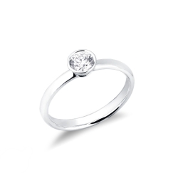 Bague en or 18k et diamant rond  0.40 ct