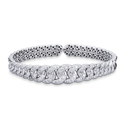 Bracelet semi-rigide groumette en or blanc 18k avec diamants