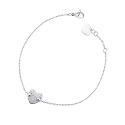 Pulsera de oro blanco 18k y corazón con diamantes