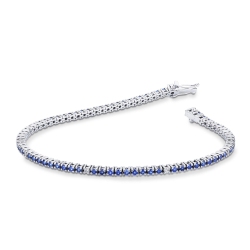 Bracciale Tennis in oro Bianco 18k con Zaffiri Blu e Diamanti, larghezza maglia 2,20 mm circa