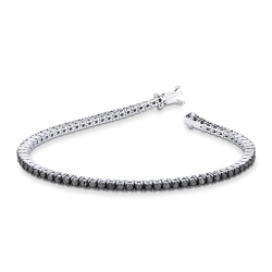 Bracelet Tennis en Or Blanc 18k et Diamants Noirs