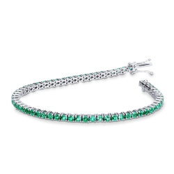 Tennis bracelet in white gold 18k with emeralds about 2,2 mm wide