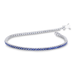 Wire style tennis bracelet with sapphires
