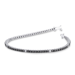 Pulsera Tennis con diamantes negros y blancos en oro blanco de 18kt