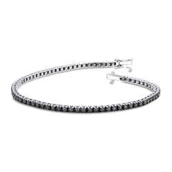 Pulsera Tennis en oro blanco de 18 quilates con diamantes negros