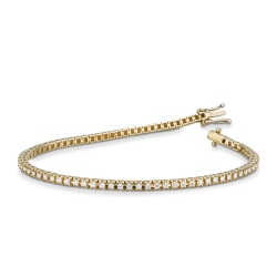 Bracelet Tennis griffé en or jaune 18 carats avec diamants