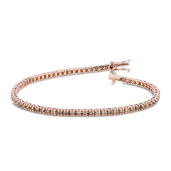 Pulsera tennis con garras en oro rosa de 18k con diamantes brown
